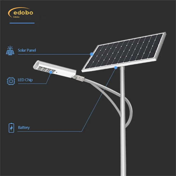 Luz de rua LED com luz de rua solar com bateria de lítio